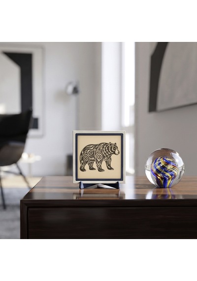 Çağdaş Tasarım Ayı Motifli Dekoratif Parça, Çalışma Masanız İçin Anlam Dolu Özel Hediye 10x10 Cm
