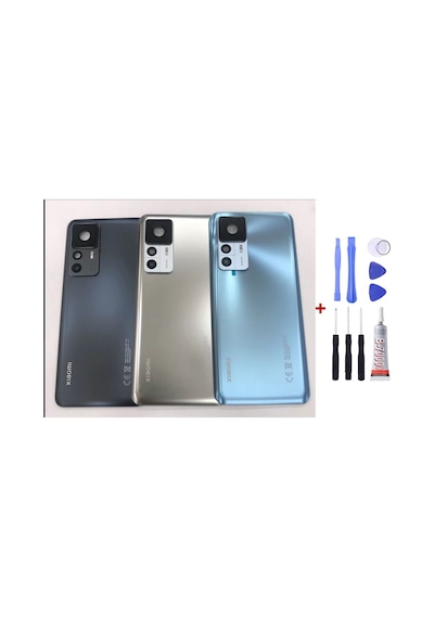 Xiaomi Mi 12t Pro Kamera Camlı Lensli Gri Arka Cam Kapak Pil Kapağı Tamir Set B7000 Set Gri