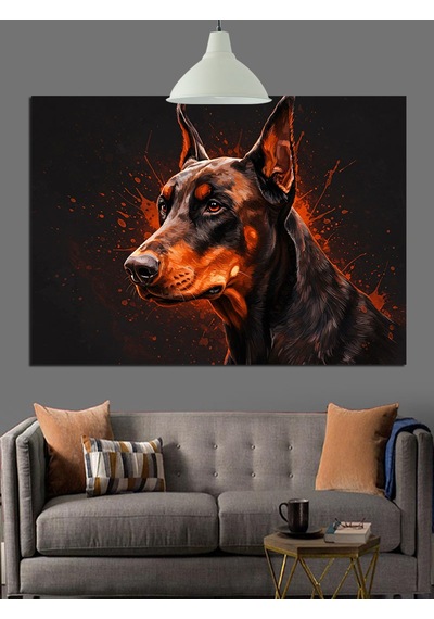 Doberman Köpek Cesur Duruş Dekoratif Kanvas - Mdf Ahşap Tablo