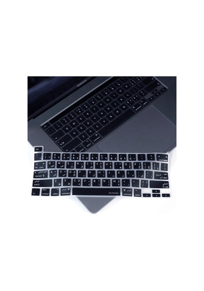 Apple Uyumlu MacBook Klavye Koruyucu Arapça A2338 M1 M2 13 İnç A2251 A2289 A2141 16 İnç Us Ansı Düz Enter Silikon Keyboard Cover Touch Bar Siyah