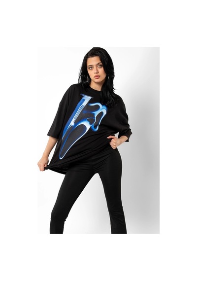 Startmore Mask Baskılı Beyaz Unisex Oversize Siyah