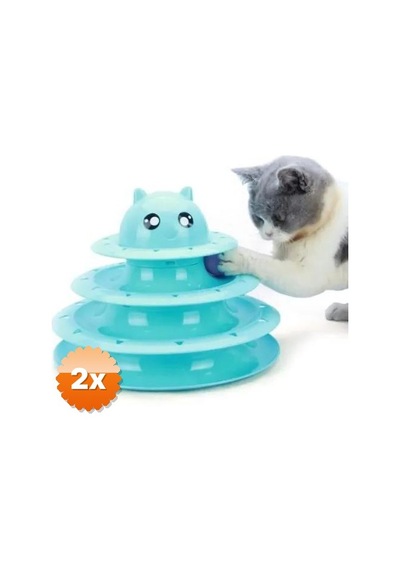 2 Adet 3 Katlı Turntable Kedi Oyuncağı Döner Platformlu Toplu