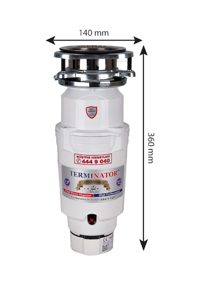 Terminator Standard Çöp Öğütücü. Pnomatik Düğmeli.Montaj Dahil
