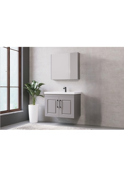 Denko Royal 80 Cm Kül Gri Banyo Dolabı Alt Modül Lavabo