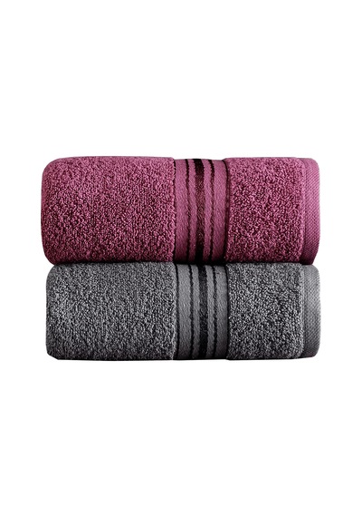 Molly Çift Renk Banyo Havlusu, 4'lü Paket 2 Parça 70x135 ,2 Parça 50x85 Yumuşak Ve Emici, Kaliteli Günlük Kullanıma Uygun %100 Pamuk Havlu Mürdüm-gri Gri-mürdüm