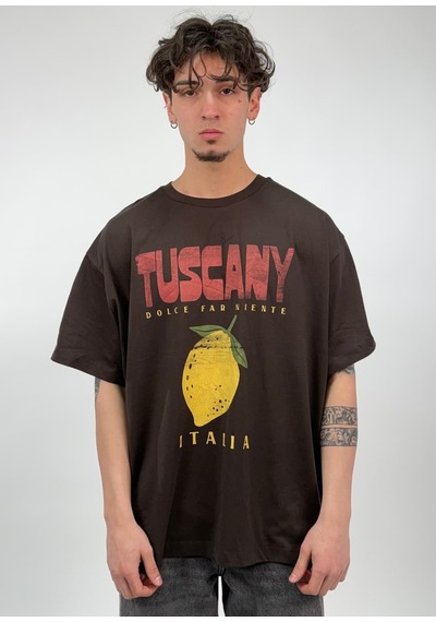 Zaee Tuscany Baskılı Oversize Tişört Kahverengi