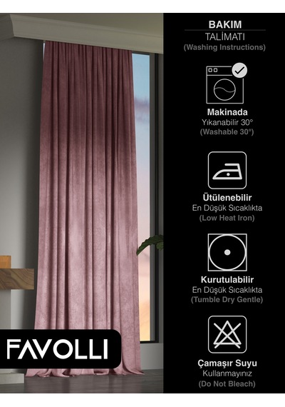 Kadife Dokulu Lavanta Pembesi Rengi Ada Fon Perde Ekstrafor Büzgülü Dream Series Lavant Pembesi