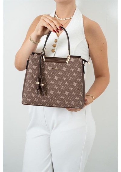 Silver Polo Sp969 Kadın El Çantası Monogram Kahve-kahve