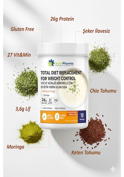 Whey Proteinli Diyet Tavuk Çorbası Yüksek Proteinli Çorba Öğün Tozu, 600g
