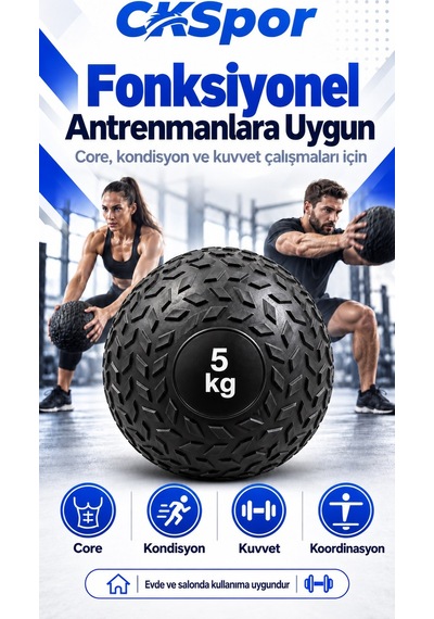 Ckspor 5 Kg Zıplamayan Sağlık Topu Slam Ball Crossfit Fitness Fonksiyonel Antrenman Ağırlık Topu
