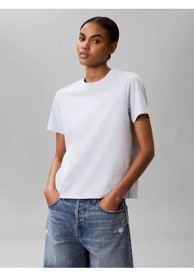 Calvin Klein Ss Classıc Handwrıtı, Cıq Mavi Kadın T-shirt
