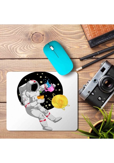 Astronot Dünya Gezegen Baskılı Mousepad Mouse Pad