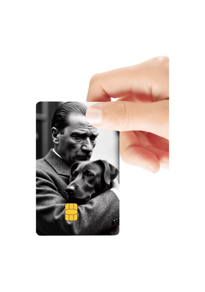 Atatürk Ve Sevimli Dost Temalı Parlak Kredi/banka Kart Kaplama Sticker Standart