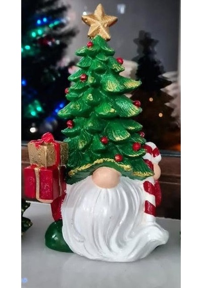 Dekoratif Yılbaşı Cüce Ve Çam Ağacı Biblosu Noel Dekorasyon Figürü Hediyelik Yeni Yıl Süsü