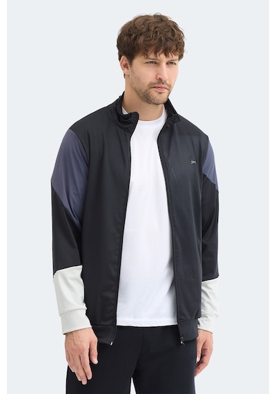 Slazenger Kylora Erkek Dik Yaka Fermuarlı Siyah Sweatshırt Siyah