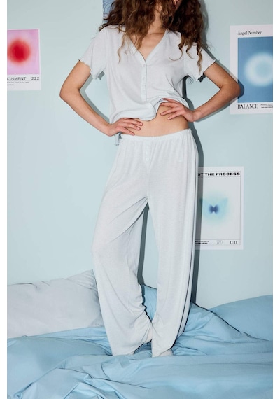 Defacto Regular Fıt Pijama Altı G4625ax26smer98 Ekru-er98
