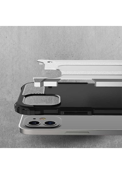 Noktaks - Apple Uyumlu iPhone 12 Mini - Kılıf Çift Katman Zırh Tank Crash Military Kapak - Gri