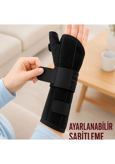 Metal Destekli El Bilekliği Başparmak Destekli Uzun Bilek Ateli Standart Beden