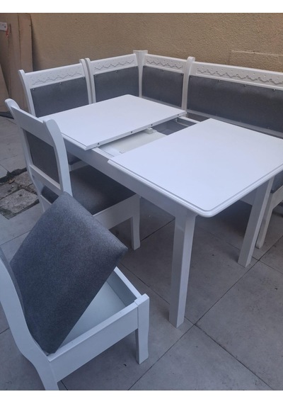 Köşe Mutfak 90553 Tk Kayın Ahşap Sandık Açıl Masa Babyface Gri Kumaş Parlak Beyaz Lake Açık Gri Köşe Mutfak 90553 Tk Kayın Ahşap Sandık Açıl Masa Babyface Gri Kumaş Parlak Beyaz Lake Açık Gri