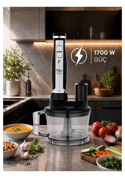Fakir Multi Blend 1700 W Siyah El Blender Seti, Doğrayıcı, Çırpıcı, Rende Ve Dilimleme Aparatlı