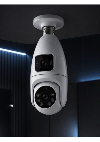 Wi-fi Ampul Kamera Sistemi Gece Görüşlü Çift Lens