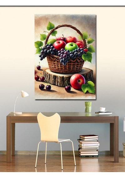 Kanvas Tablo Meyve Sepeti Ve Doğal Huzur 100cmx140cm