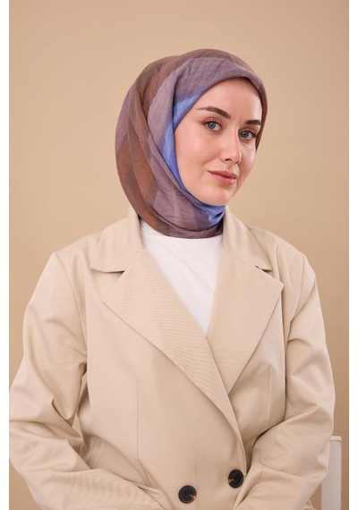 Silk Home Olinda İpek Eşarp 47005-18 Taba, Gri, Kahve, Koyu Mavi, Füme
