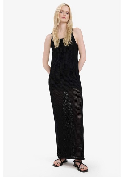 DeFacto Halter Yaka Basic Düz Kolsuz Maxi Elbise E9918AX25SMBK81