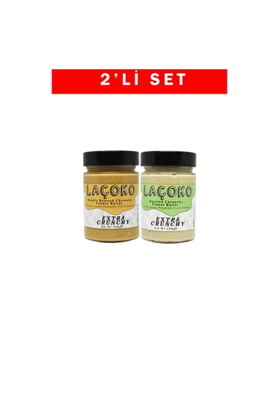 Laçoko Çifte Kavrulmuş Parçacıklı ve Az Kavrulmuş Parçacıklı Fıstık Ezmesi 2 x 320 G