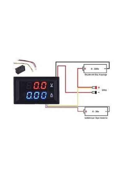 DİJİTAL VOLTMETRE-AMPERMETRE 100V-10A