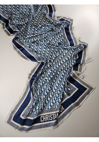 Miorel Scarfs Yeni Sezon Harf Desen Cd Vual İpek Şal Fular Silk Scarfs Shawl Hijab Lacivert