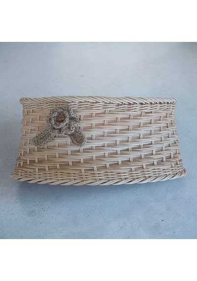 Handanrattan El Örgüsü Doğal Rattan Oval Düzenleyici Sepet 20x40x18 Cm