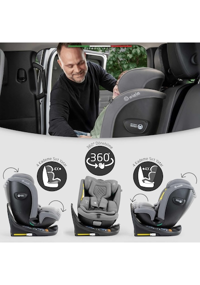 Elele Ritornofix 360 Dönen I-size Oto Koltuğu İsofix 40-150 Cm 0-36 Kg Bej