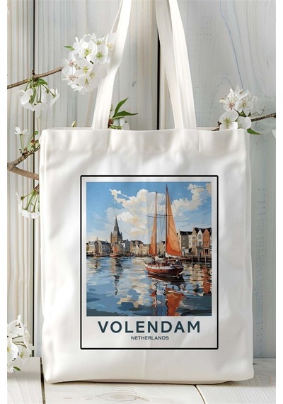 Art Hediye Volendam Baskılı Bez Çanta Omuz Çantası Kişiye Özel Desen Çok Renkli