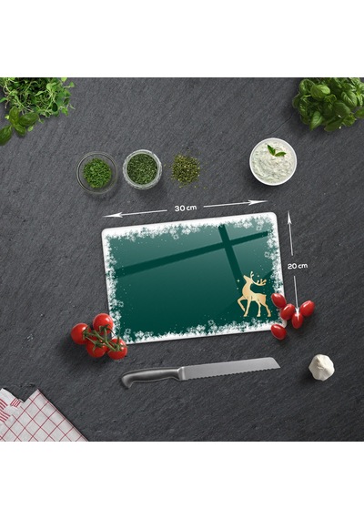 Decorita Cam Kesme Tahtası|Yeni Yıl Kar Çerçeveli|20cm x 30cm