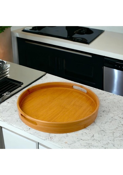 Yuvarlak Bambu Tepsi 35cm, Daire Sunum