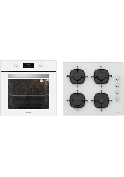 Silverline BO6502W02 - CS5335W01 Beyaz Cam Ankastre Set