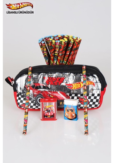 Yeni Sezon Lisanslı Hot Wheels Kalem Çantası,2 Adet Kurşun Kalem,silgi Ve Çift Bıçaklı Kalemtraş Kırtasiye Seti Diğer