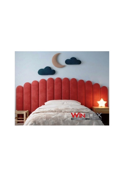 Winflex Yatak Başlık Ay Ve Bulut Set Dekorasyon Panel 180cm-kırmızı 180 CM