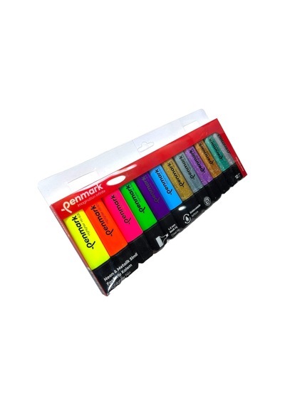 Penmark Fosforlu Kalem 12'li Asetat Karışık Renk 6 Neon+ 6 Simli 8683181701854 Hs-505-12ns 709693 Çok Renkli