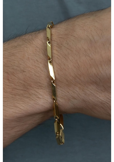 Bamboo Gold Kaplama Küp Erkek Çelik Bileklik Künye Eck05Bsr Altın