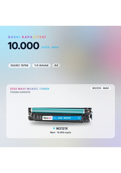 Hp 212x W2121x Mavi Uyumlu Toner - Çipli / Color Laserjet Enterprise M554 / M555 / Mfp M578
