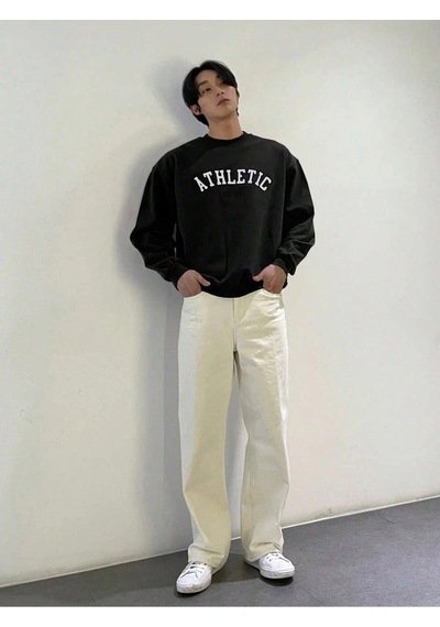 Startmore Adrift Dazy Letter Graphic Drop Shoulder Sweatshirt Siyah Siyah