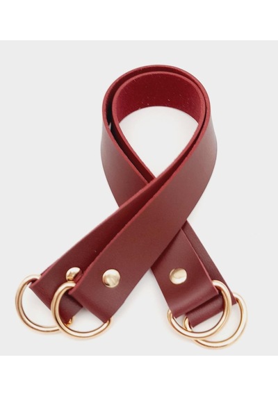 Angel Çanta Aksesuar Bordo Suni Deri 38X2.5 Cm Çift Çanta Sapı Light Gold Metalli