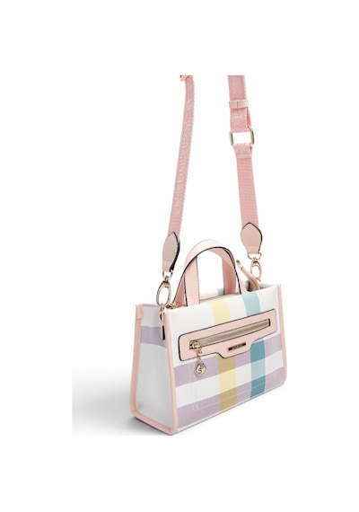 Silver & Polo Silver Polo Lila - Pembe Ekose Kadın El Çantası Sp1271