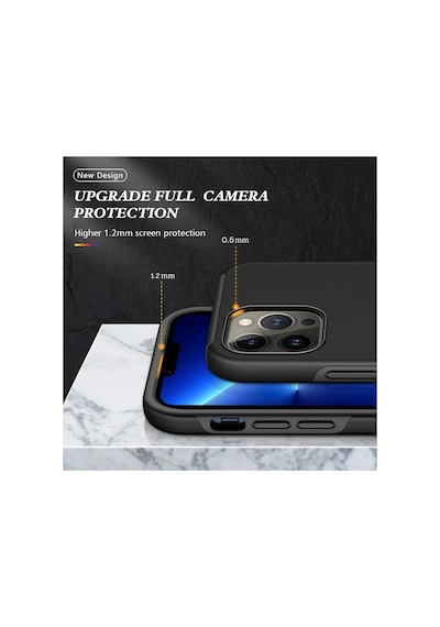 Apple Uyumlu iPhone 13 Pro Kılıf Elit Yüzüklü Kapak - Siyah 0.2M-Çok Renkli