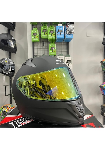 Mts M-801 Gold Güneş Vizörlü Kask Siyah