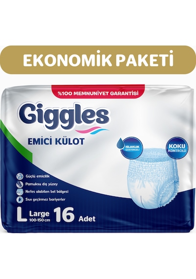 Giggles Yetişkin Emici Külot Large Ekonomik Paketi 2 x 8'Li