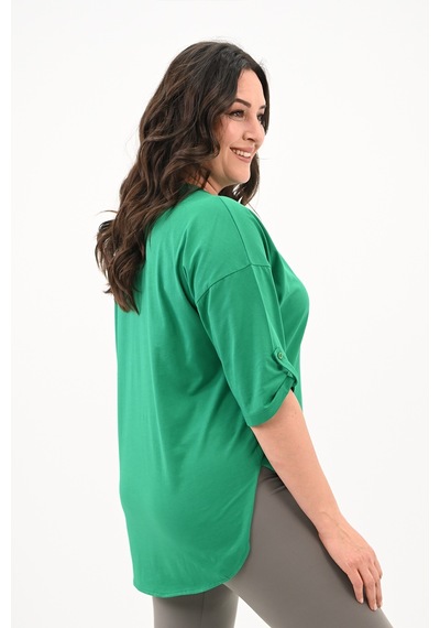 Kadın Büyük Beden Kalp Baskılı Oversize T-shirt 1773-3-24 001