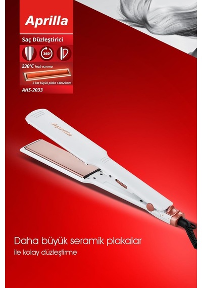 Ahs-2033 Saç Düzleştirici, 230 C, Seramik Plaka, Beyaz